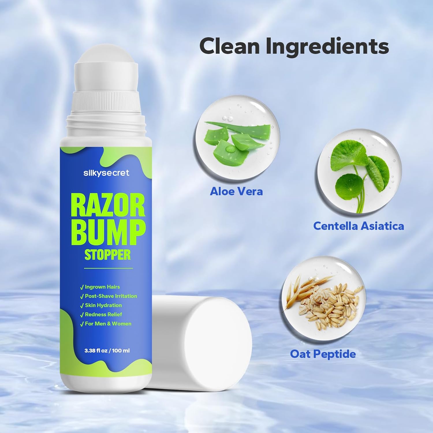 Razor Bump Stopper (3.38 Fl Oz), Ingrown Hair Treatment for Men & Women, Razor Burn Relief for Bikini Area, After Shave Lotion for Smooth, Bump-Free Skin - Image 5