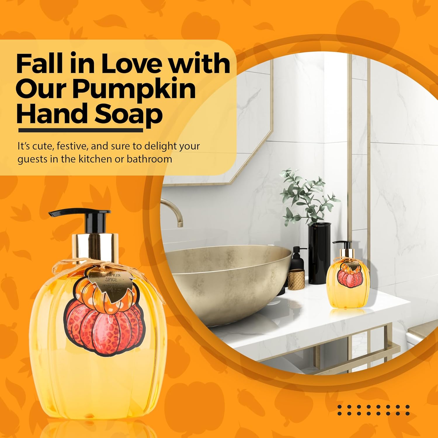 Pumpkin Shaped Hand Soap Dispenser 16oz with Calming Lavender Scented Liquid Soap - Image 2