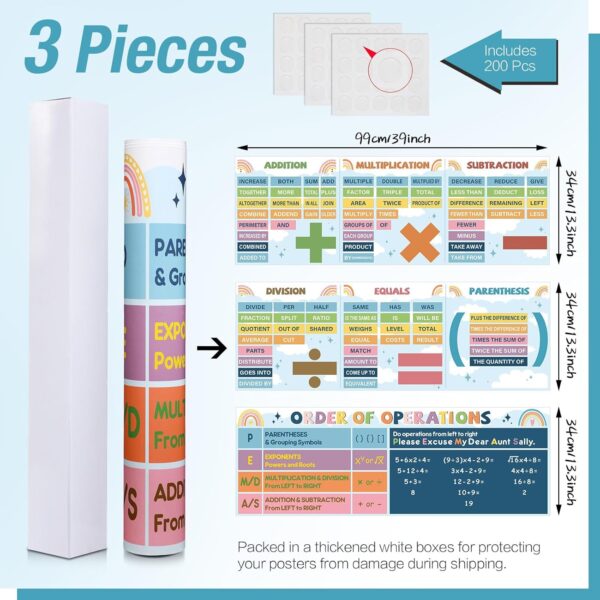3 Pcs Educational Math Symbol Posters for Classroom Decoration, Boho ...