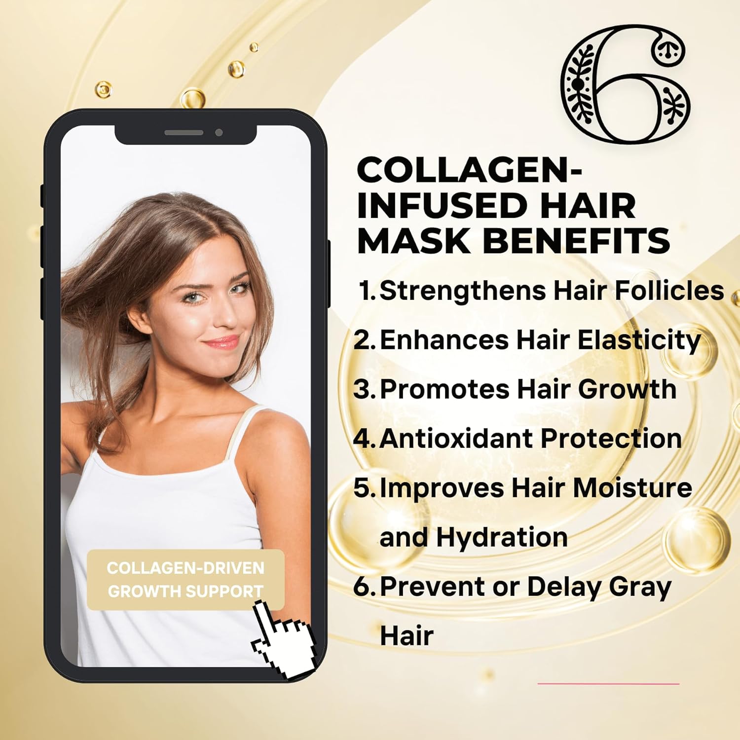 Collagen+Keratin Hair Mask - Deep Repair for Damaged Hair with Argan Oil and Vitamin E - Hydrating Treatment for Dryness and Damage-500 ml (Refreshing), Yellow (16.9 Fl Oz (Pack of 1), Floral) - Image 5