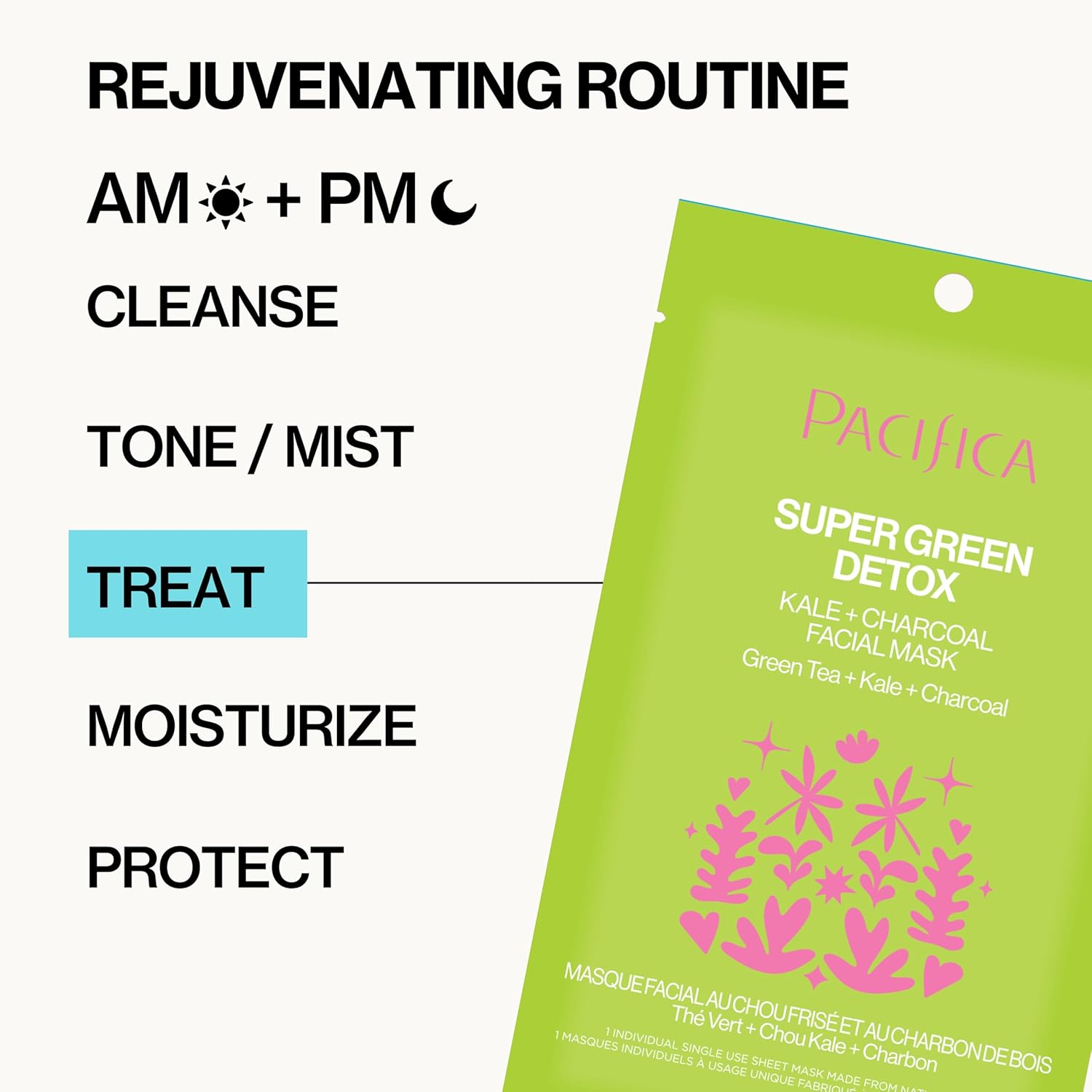 Pacifica Super Green Detox 6 oz Sheet Mask Charcoal Kale Clay for Oily Skin - Image 8