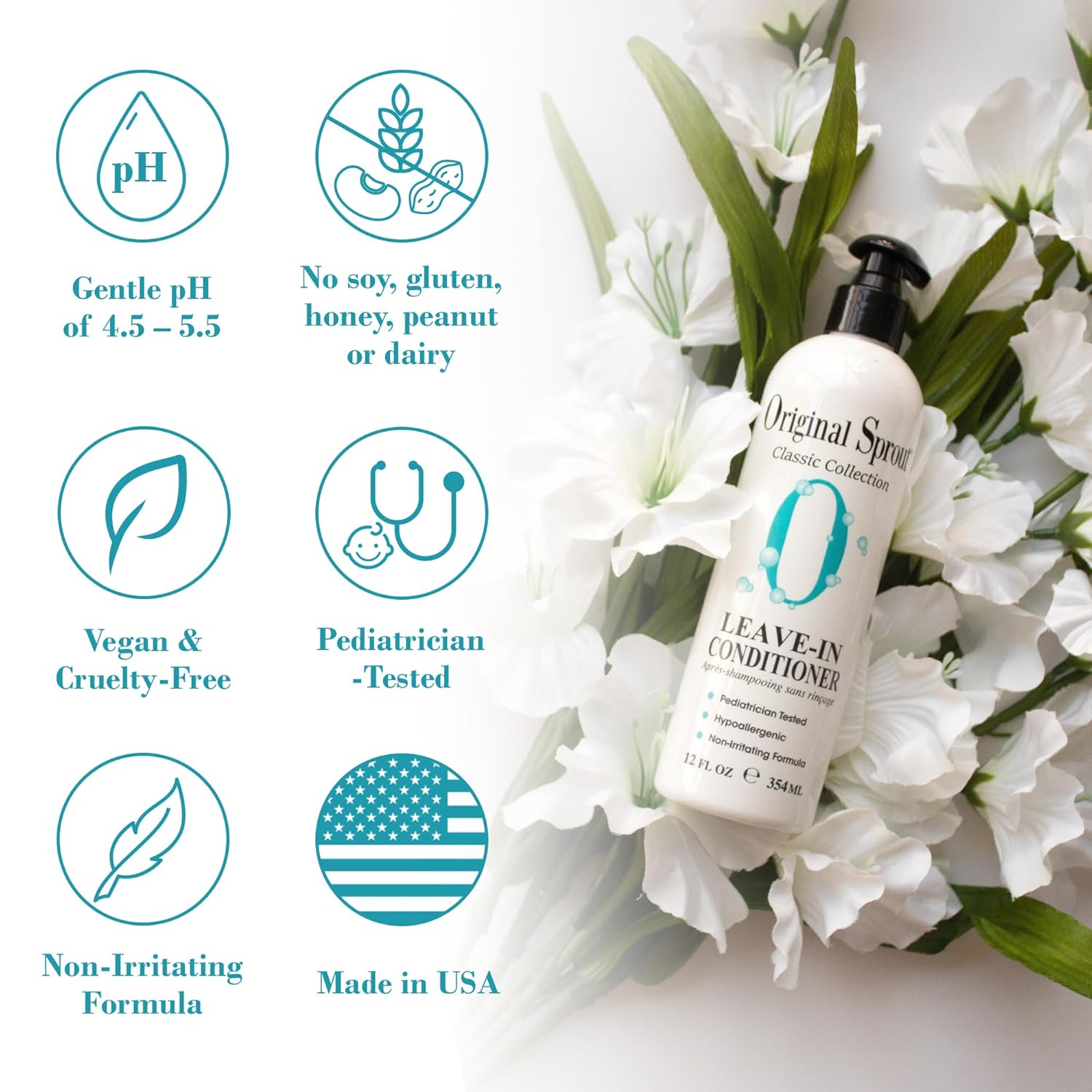 Original Sprout Leave-In Conditioner, Lightweight Moisturizing Conditioner for Dry & Damaged Hair, Detangles, Tames Frizz & Adds Shine, Vegan, Sulfate Free, Safe for Kids & Adults, 12 fl oz - Image 3