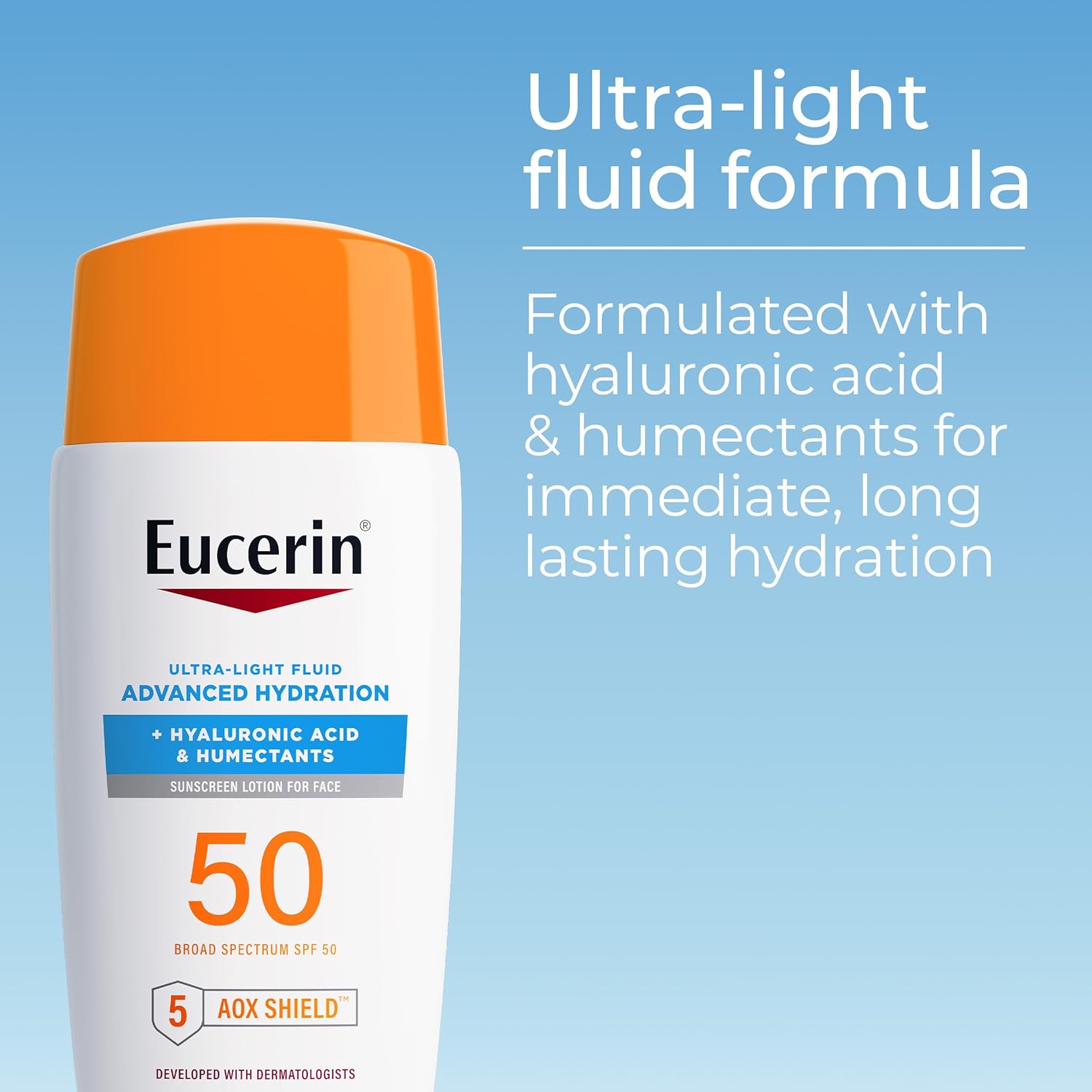 Eucerin Sun Advanced Hydration SPF 50 Ultra-Lightweight Face Sunscreen 1.7 Oz with Hyaluronic Acid - Image 2