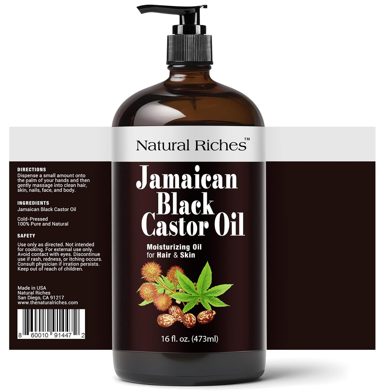 Natural Riches 16fl.oz Jamaican Black Castor Oil for Hair and Skin Care - Image 2