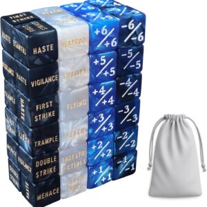 48 Pieces Abikities Keyword MTG Dice Counters, with Bulk Creature Stats Buff Tokens Dice Set for Magic The Gathering, MTG, TCG, Card Games (with Bag)