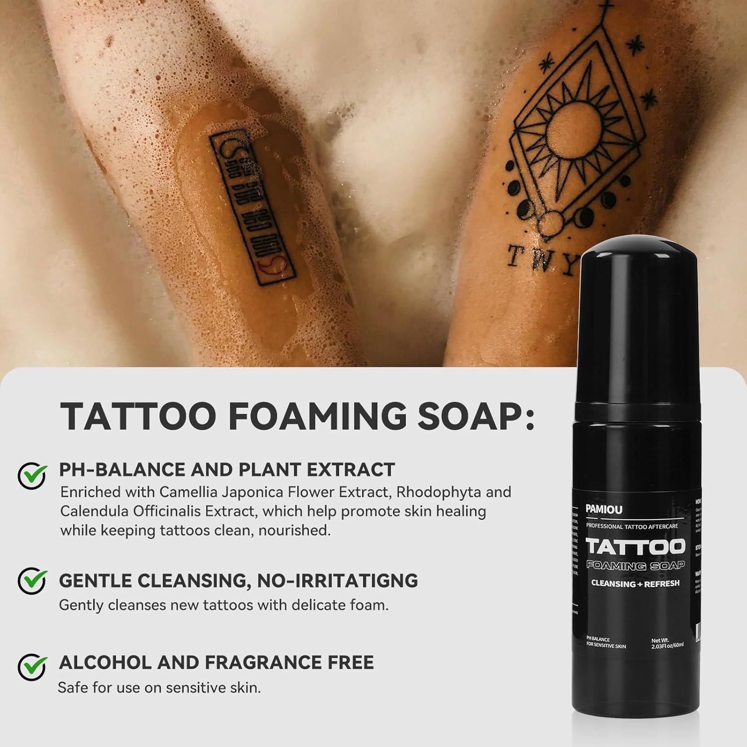 Tattoo Aftercare Kit For New Tattoos, Include Tattoo Balm, Tattoo Lotion, Tattoo Soap, Quick Healing, Soothing, Naturally-Derived, Petroleum-Free, Fragrance Free (3 Piece Set) - Image 5