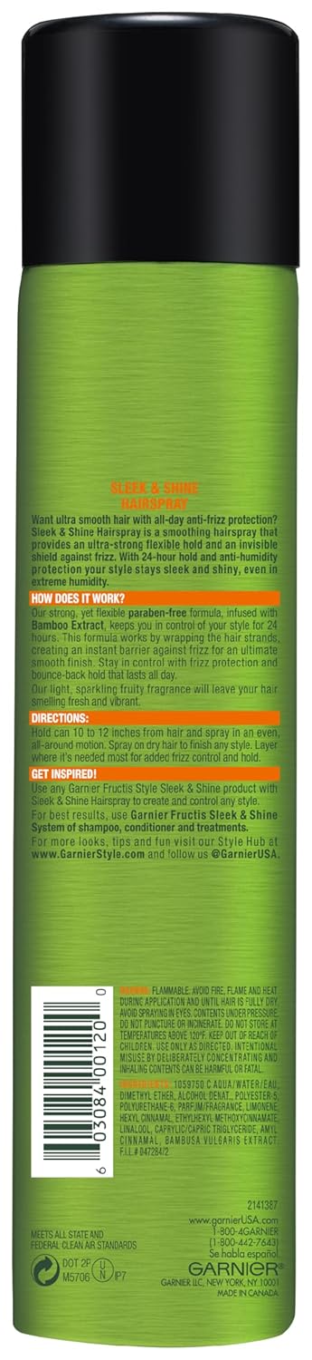 Garnier Fructis Style Sleek and Shine Anti-Humidity Hairspray, Ultra Strong Hold, Frizz Protection 8.25 Oz, 1 Count (Packaging May Vary) - Image 9