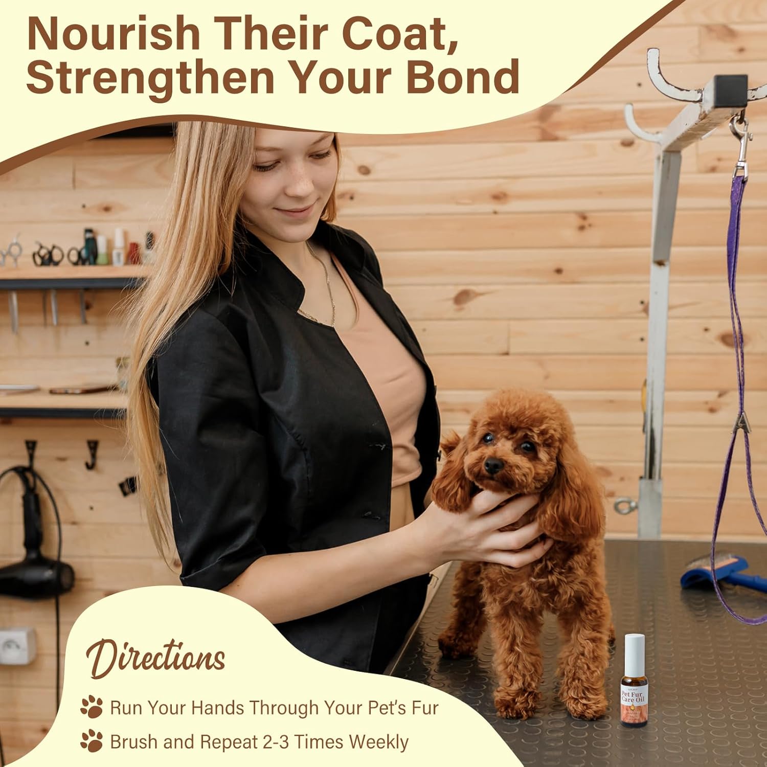 Natural Pet Fur Care Oil Leave-in Conditioner for Dogs and Cats 1.01 fl. oz for Shedding and Shine - Image 7