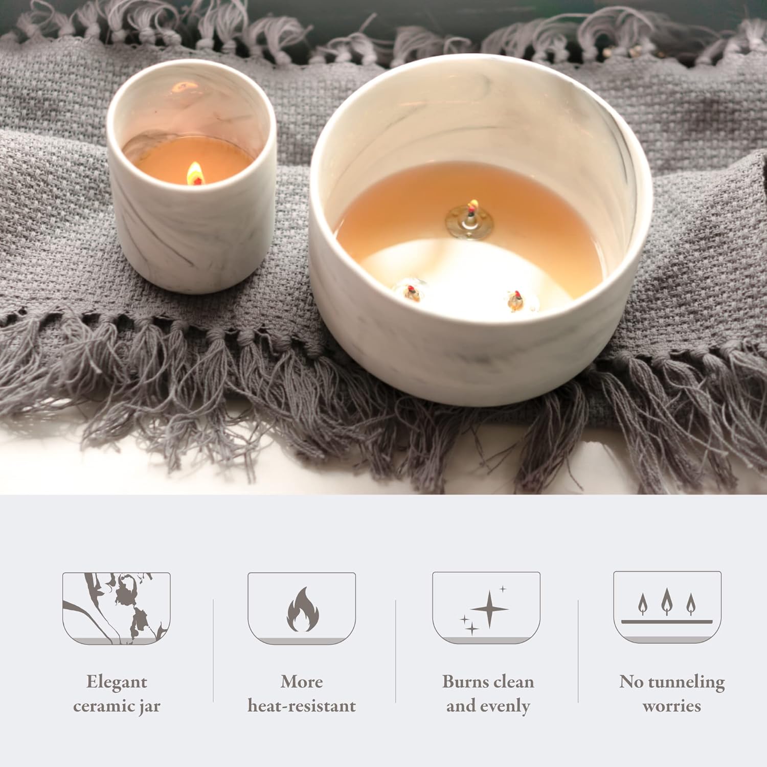 Hidden Label Scented Soy Candles, Large Candle 3 Wicks 14.8oz Thai Lemongrass Ceramic Jar Lava Collection, Gorgeous Gifts for Birthday Thanksgiving Christmas - Image 5