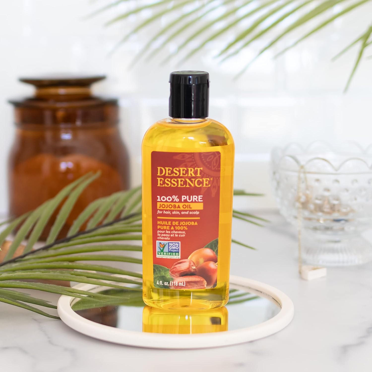 Desert Essence 100% Pure Jojoba Oil – 4 Fl Oz Moisturizer for Hair, Skin & Scalp | Makeup Remover & Aftershave Hydrator, Non-GMO, Vegan, Cold-Pressed, Anti-Flakiness & Non-Clogging Beauty Elixir - Image 7