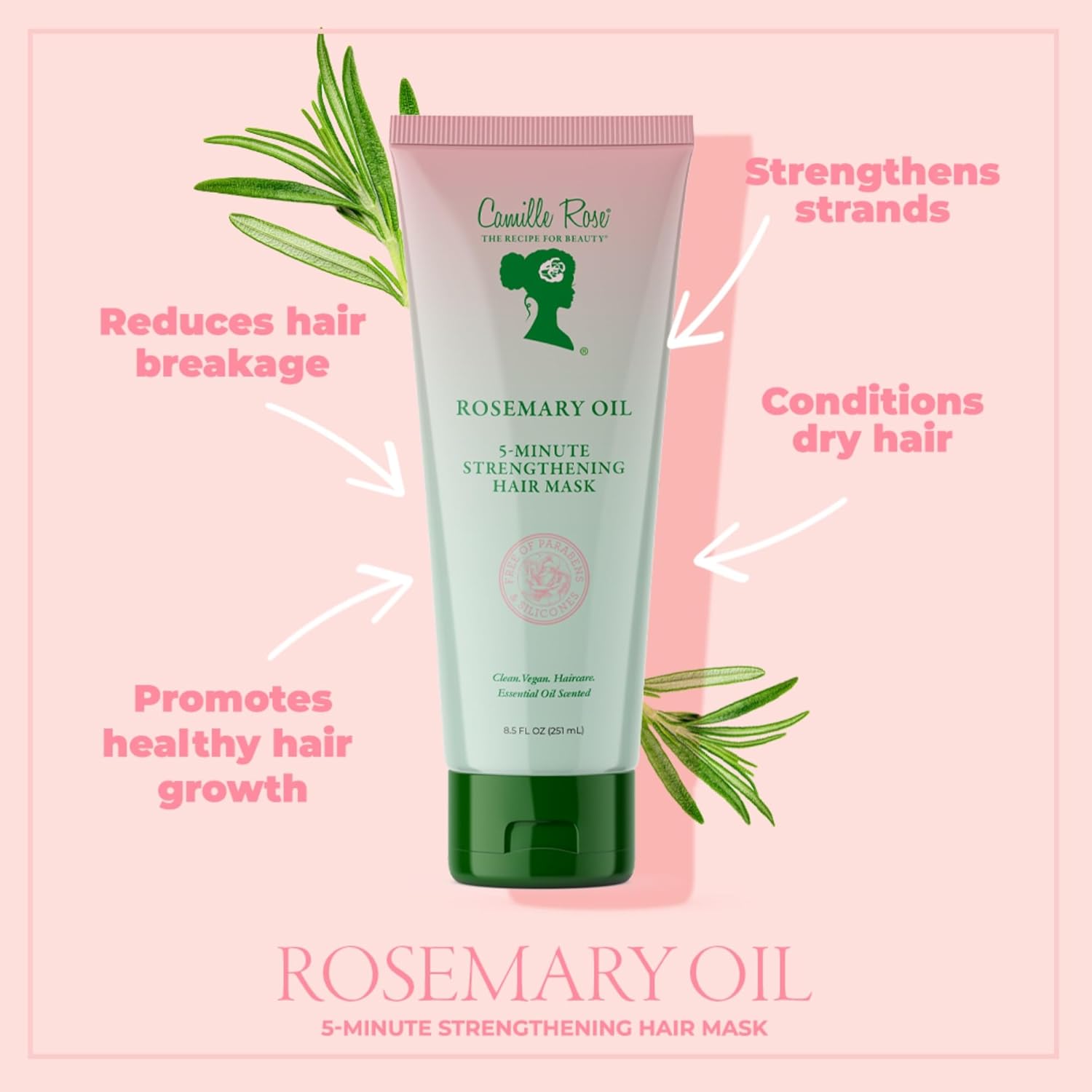 Camille Rose 8.5 fl oz Rosemary Oil Deep Strengthening Hair Mask Conditioner for All Hair Types - Image 3