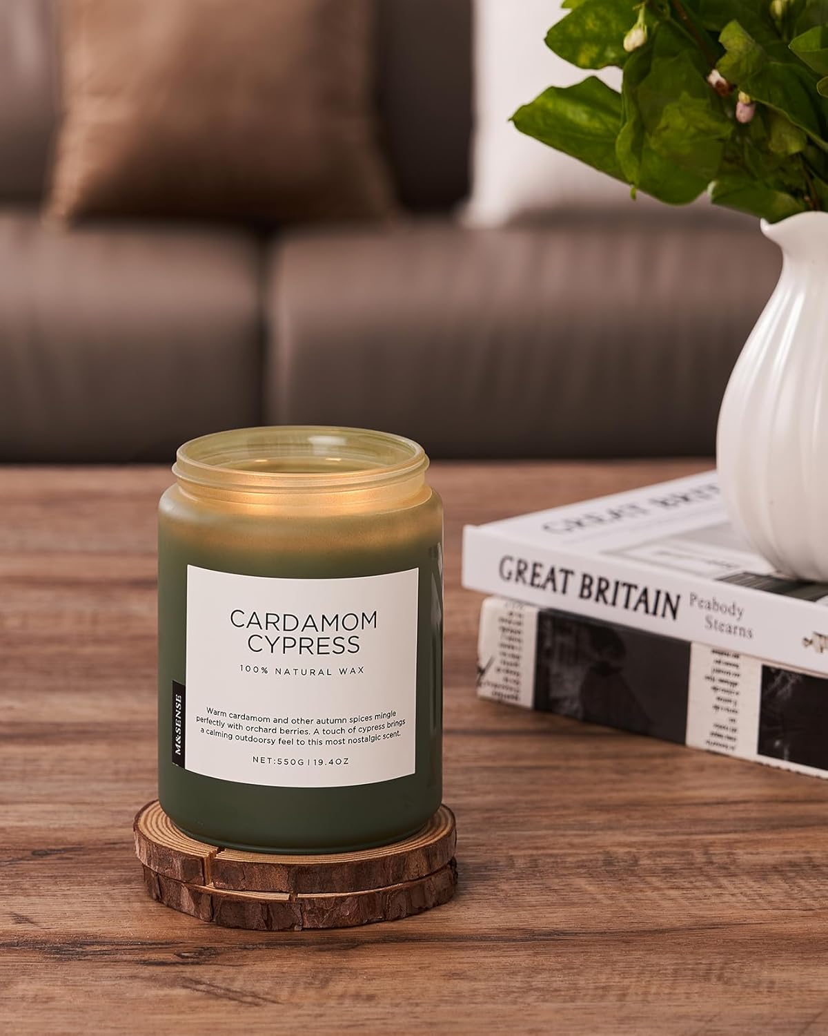 M&SENSE Spice Cardamom Cypress Large Soy Candles for Home Scented 2 Wick Large Soy Natural Candles 19.4oz 110 Hours Long Lasting Slow Burning, Christmas Holiday Woody Scented Winter Gifts - Image 6