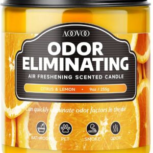 AOOVOO Citrus Lemon Odor Eliminating Highly Fragranced Candle - Eliminates 95% of Pet, Smoke, Food, and Other Smells Quickly, Air Freshing Soy Candle, 9 oz