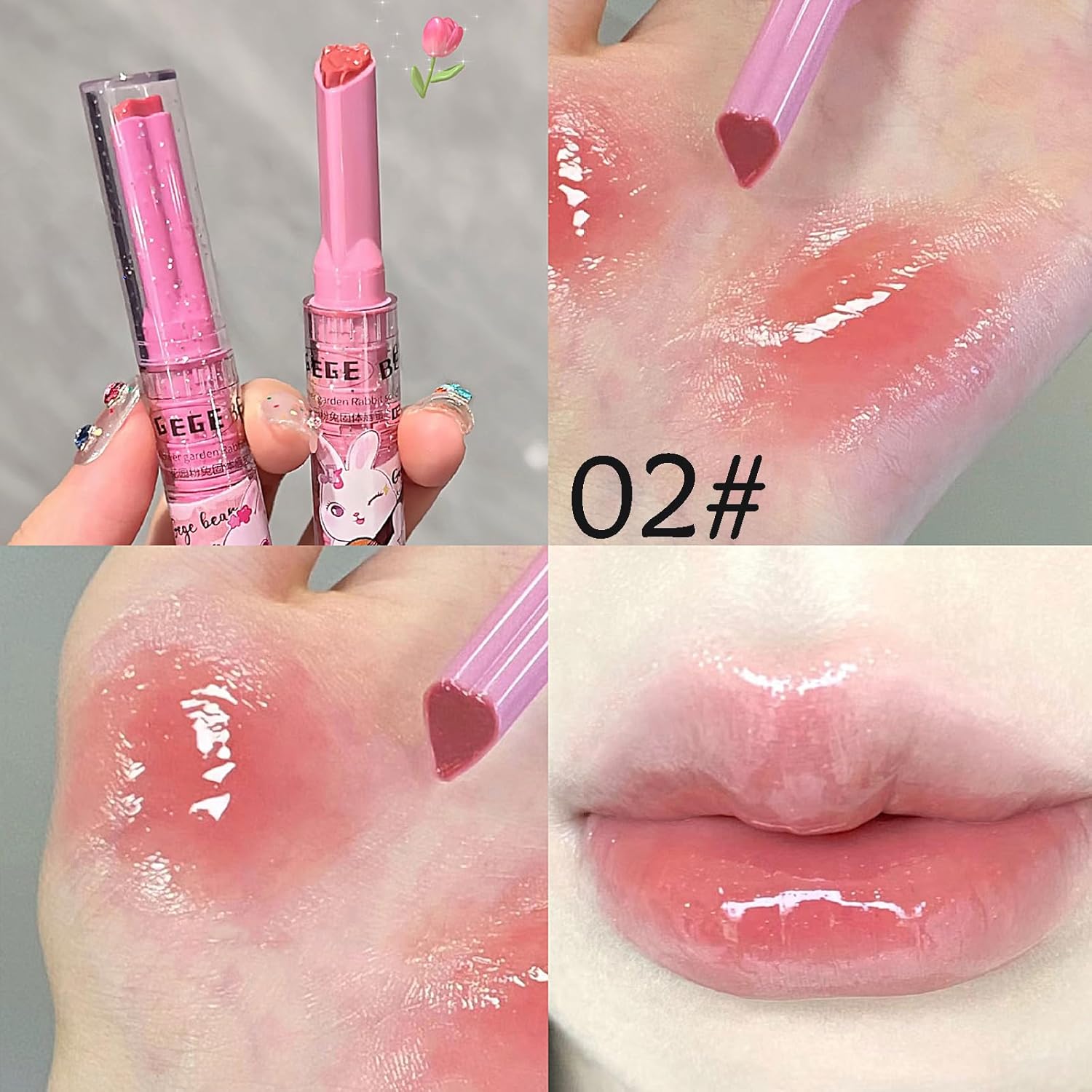 3-Color Jelly Lipstick Gift Set with Heart Shape Lip Stain Hydrating Balm for Kissable Lips - Image 4