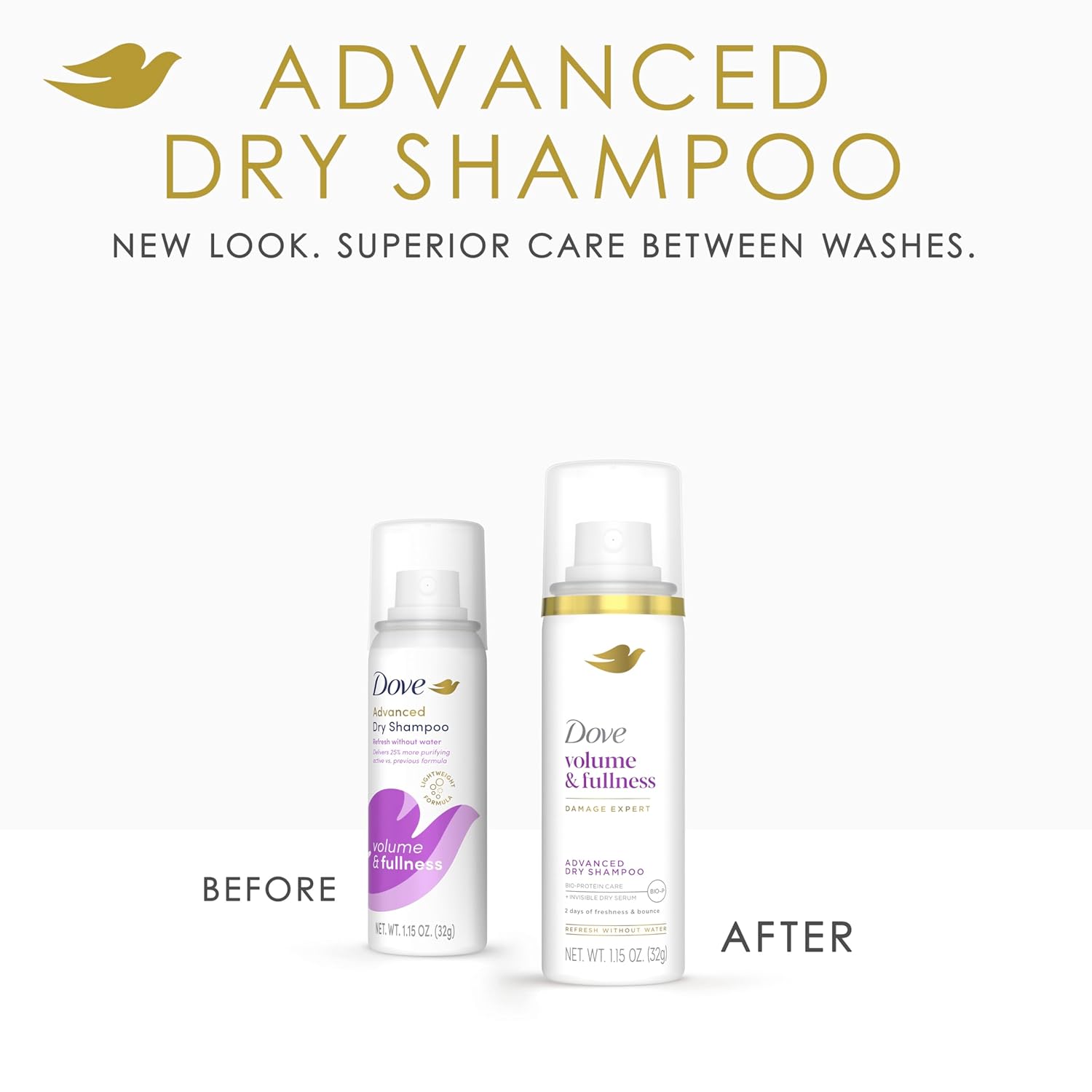 Dove Advanced Dry Shampoo Volume & Fullness Refresh & Revive Flat Hair Without Water for 2 Days of Freshness & Bounce 1.15 oz - Image 3
