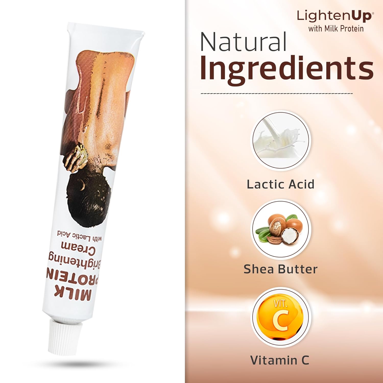 OMIC Lighten-Up Lactic Acid Cream - 1.7 Fl oz / 50 ml - Skin Brightening Cream, AHA Cream, Helps Even Skin Tone - with Vitamin C & Shea Butter - Image 2