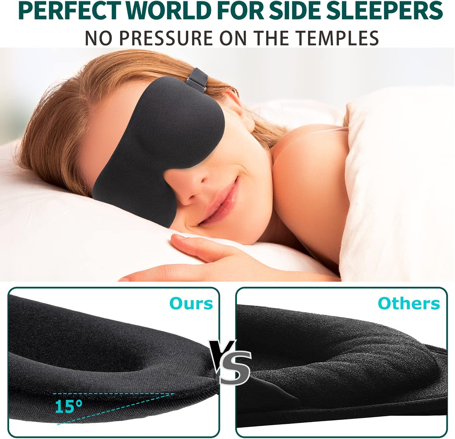 NEWVANGA Sleep Mask for Back and Side Sleeper, Block Out Light, Sleeping Eye Mask of 3D Night Blindfold, Zero Pressure Ultralight Travel Eye Cover Grey - Image 3