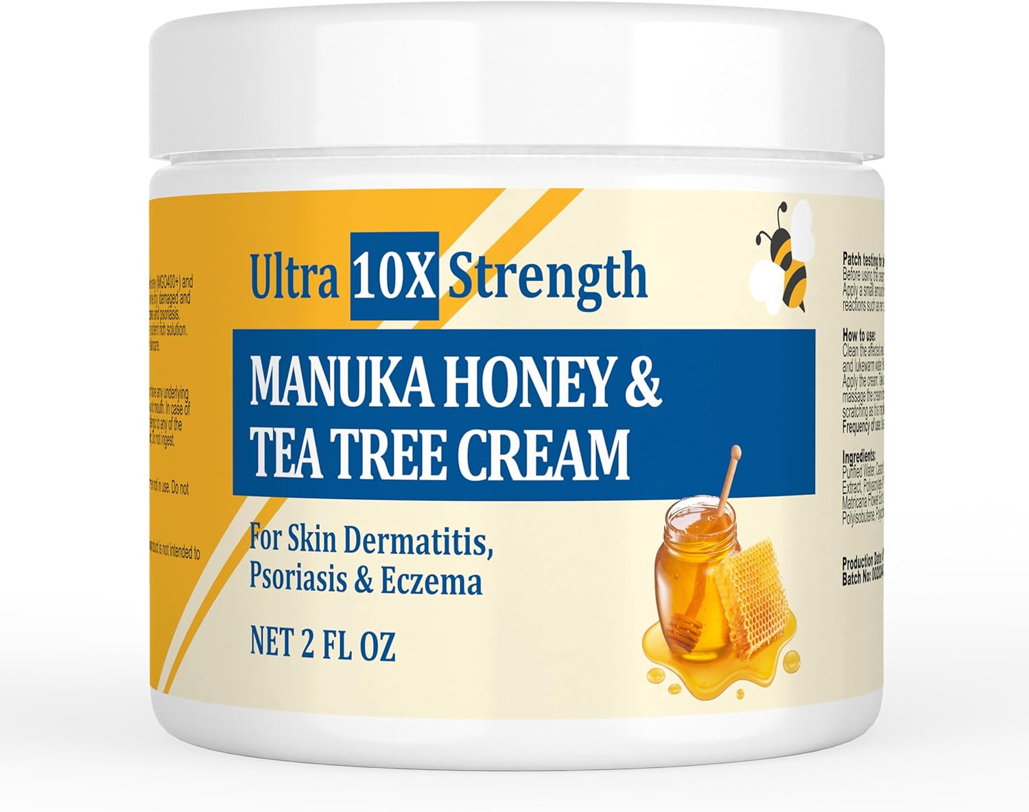 Manuka Eczema Eczema Cream, Hand Foot Psoriasis Cream, for Atopic Eczema, Heat Rash, Hidradenitis, Itching, Eczema, Psoriasis, Leg, Armpit, Foot, Hand, Irritated Skin for All Ages