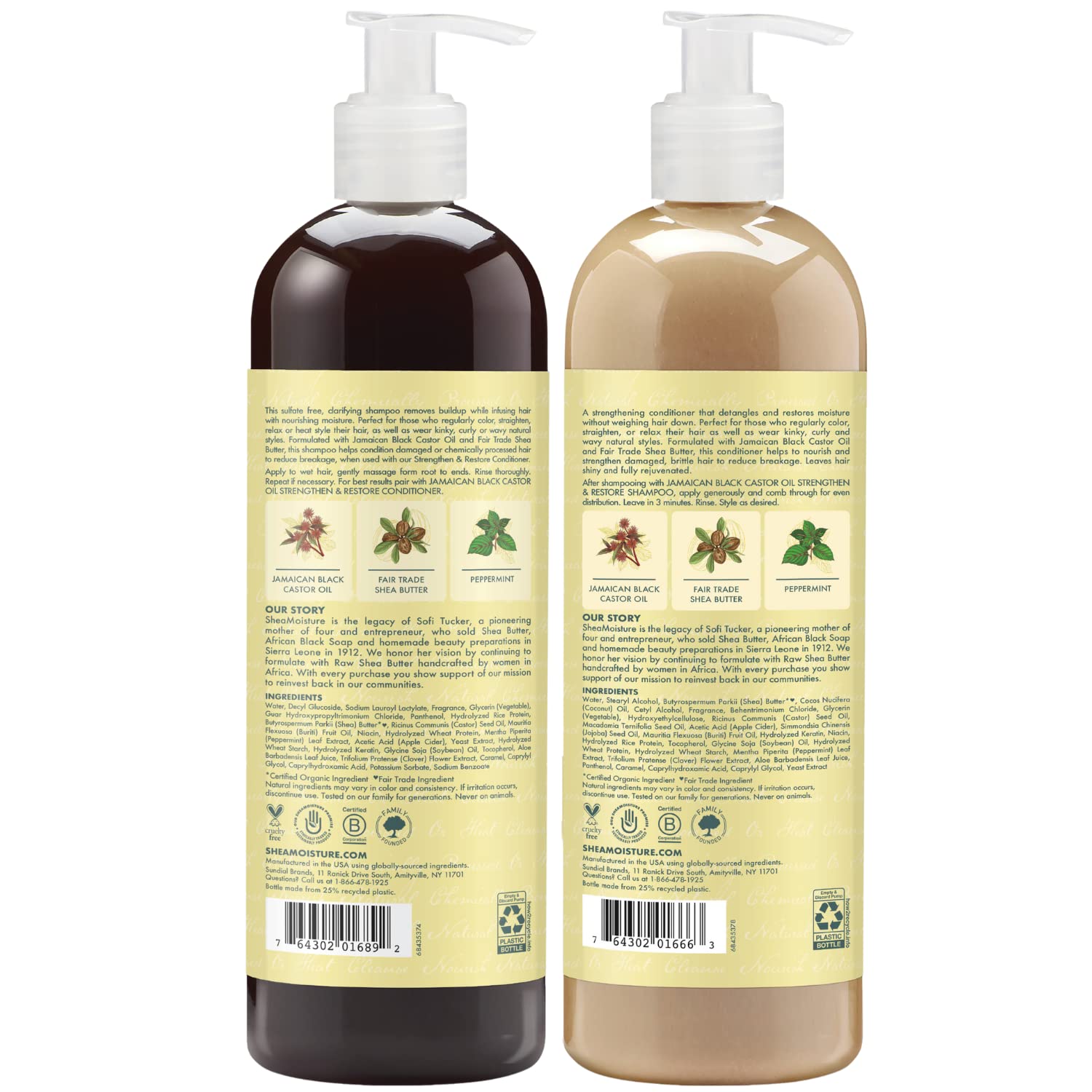 Shea Moisture Jamaican Black Castor Oil Strengthening Shampoo Conditioner Growth Treatment Set 24 Fl Oz Each - Image 2