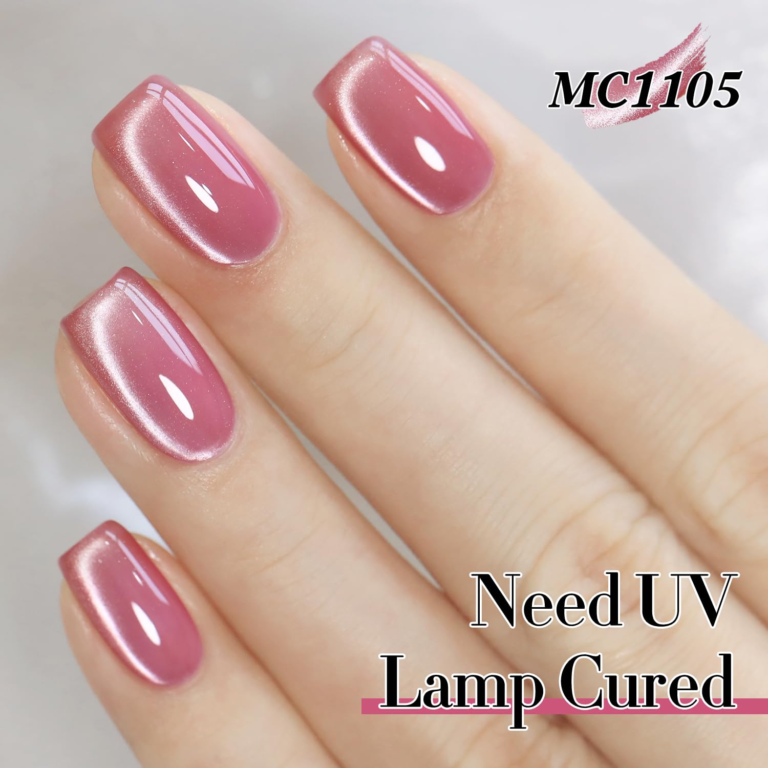 Double Rhythm Jelly Glass Cat Eye Gel Polish with Magnet 15ML Holographic Glitter Shimmer Translucent Sheer Color Magnetic Nail Polish Salon DIY at Home (Jelly Pink-MC1105) - Image 2