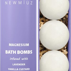 Magnesium Lavender Vanilla Luxury Fizzing Bath Bomb Sensitive Skin Formula for Relaxation Bath Moisturizing Shea Butter Stress Relief Gift for Women