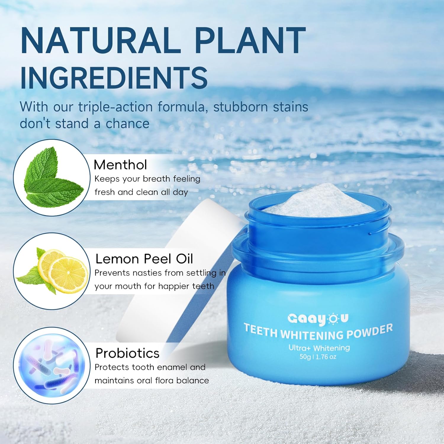 50g Mint Flavor Teeth Whitening Powder for Stain Removal and Remineralizing Teeth - Image 2