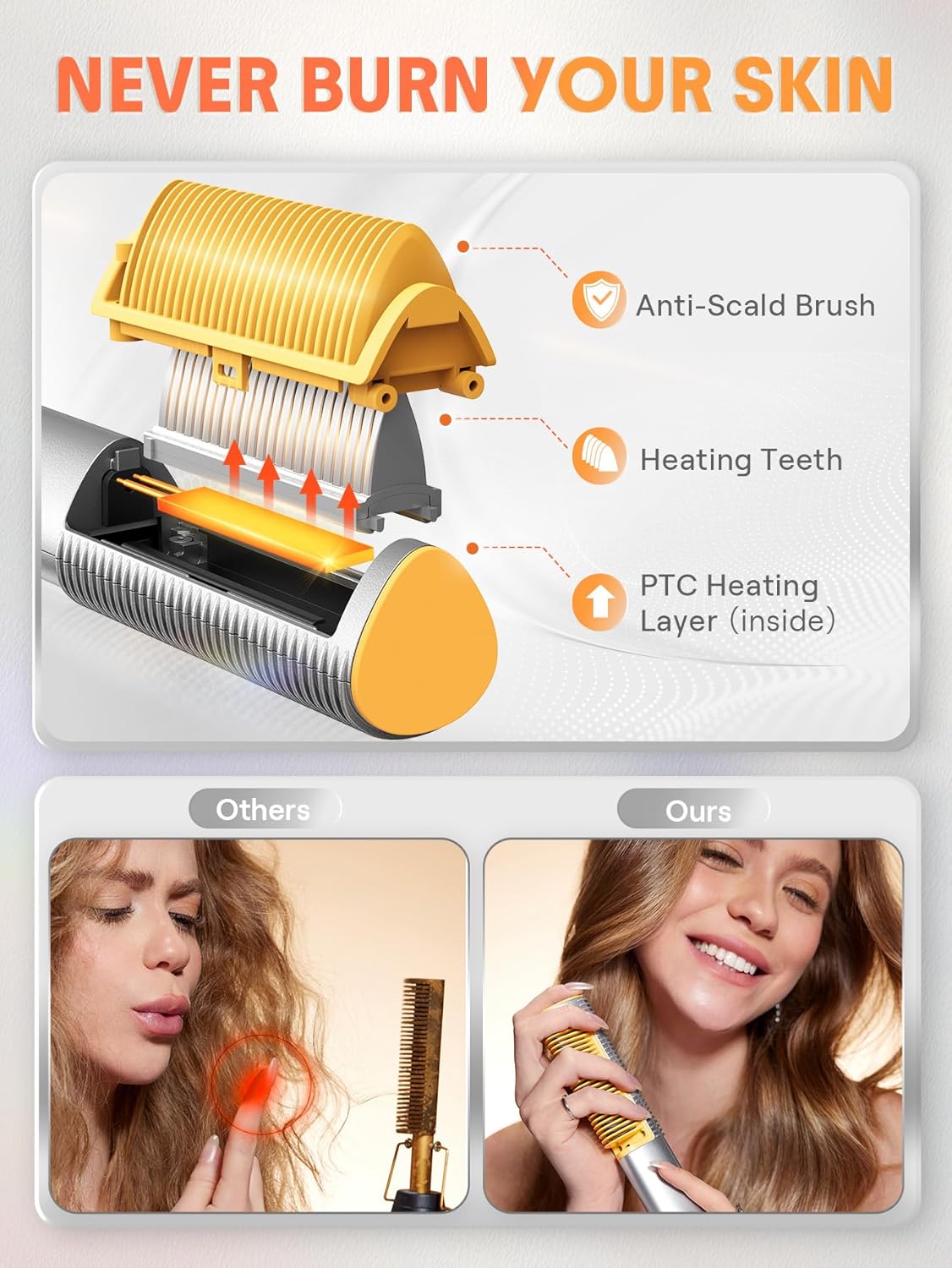 SHEGLAM 3D Ionic Hair Straightener Brush 24K Gold Comb Fast Heat-Up Anti-Scald Design - Image 8