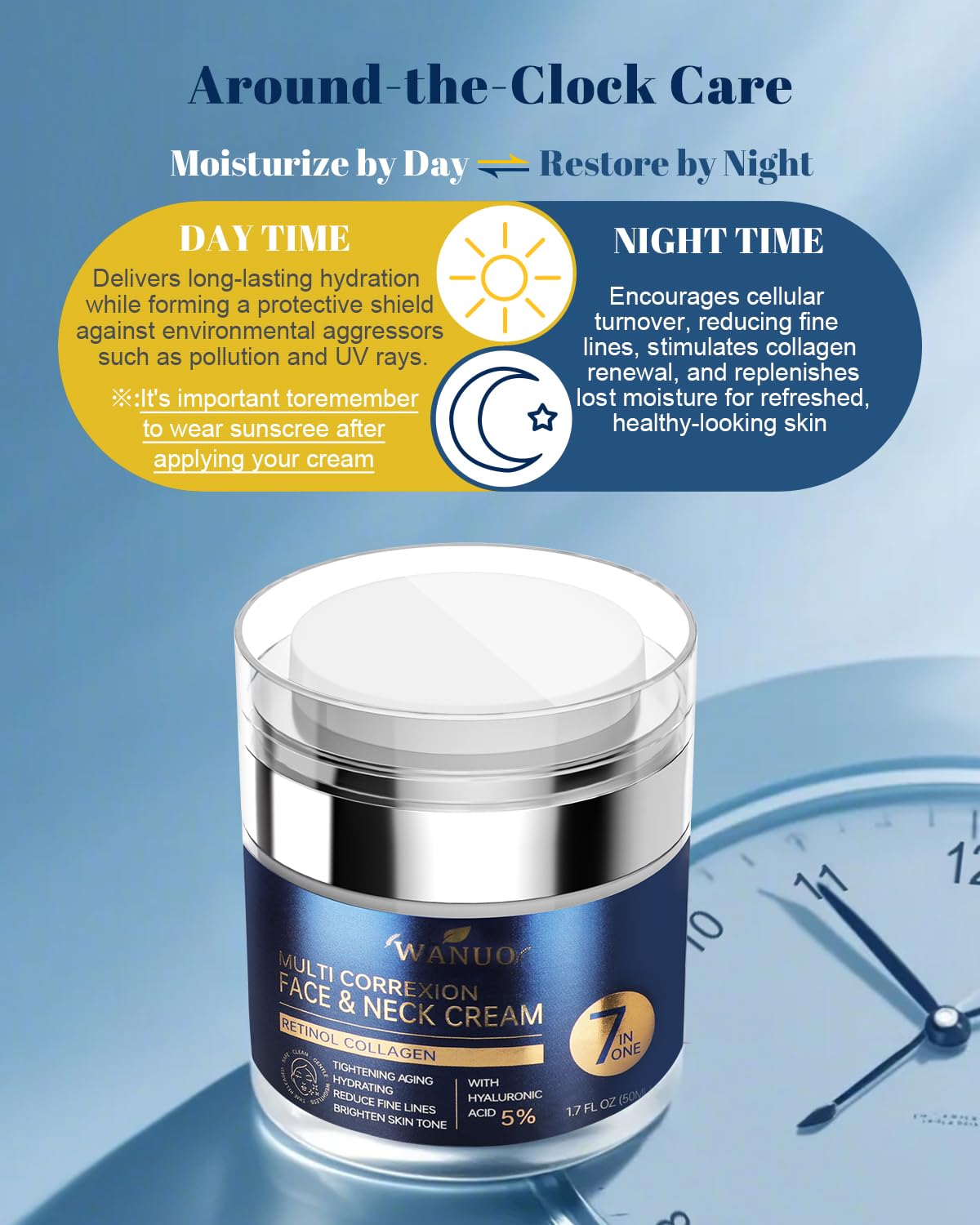 Anti-Aging Retinol Face and Neck Cream with Collagen and Hyaluronic Acid, 1.7 Fl Oz - Image 6