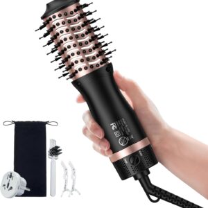 Slopehill Mini Dual Voltage Hair Dryer Brush,1000 Watts Travel Hot Air Brush with European Plug, Ionic One Step Hair Dryer and Styler for Women for Home & Salon, 2 Heat & 2 Speed Settings