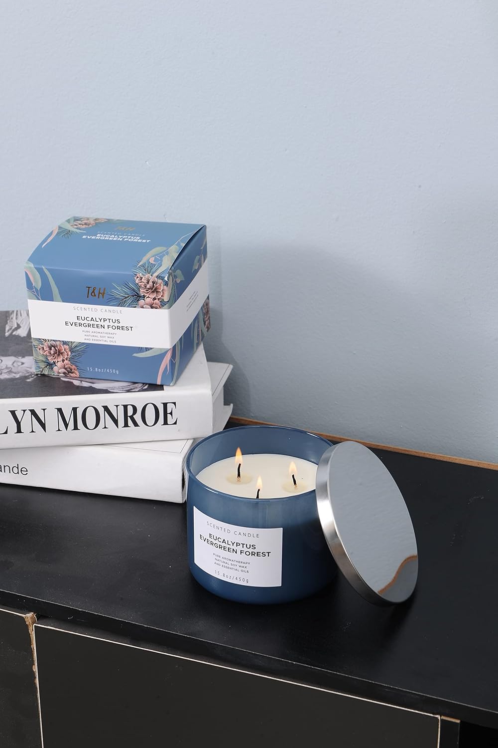 Eucalyptus Evergreen Forest 3 Wick Scented Candle | Luxury Soy Candles for Home | Relaxing Aromatherapy Stress Relief Candle 15.8 oz | Clean Burn Long Lasting Balsam Fir Woods Candles for Men & Women - Image 8