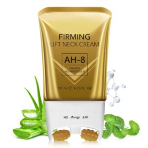 AH-8 Firming Neck Cream for Crepey Skin Body Care Comfort, 4.23Oz Neck Tightening Cream with Roller, Lifting & Tightening Loose Skin, Smooths Wrinkles(Golden)
