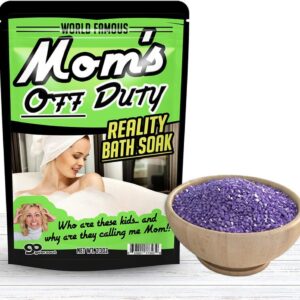 Mom’s Off Duty Bath Soak – Purple Bath Salts Luxury Bath Funny Girlfriend Gifts for Best Friends Bath and Body Gifts for Women Mediterranean Sea Salts Ladies Night Gifts Funny Mother’s Day Spa Gifts