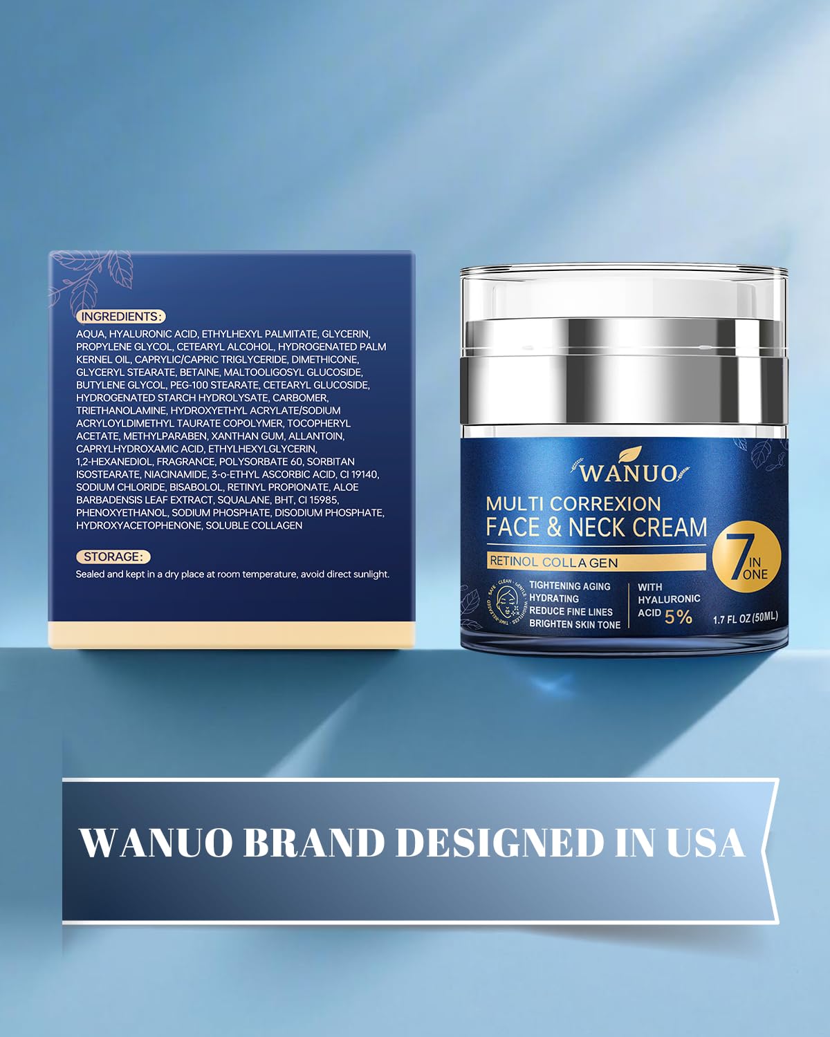 Anti-Aging Retinol Face and Neck Cream with Collagen and Hyaluronic Acid, 1.7 Fl Oz - Image 8
