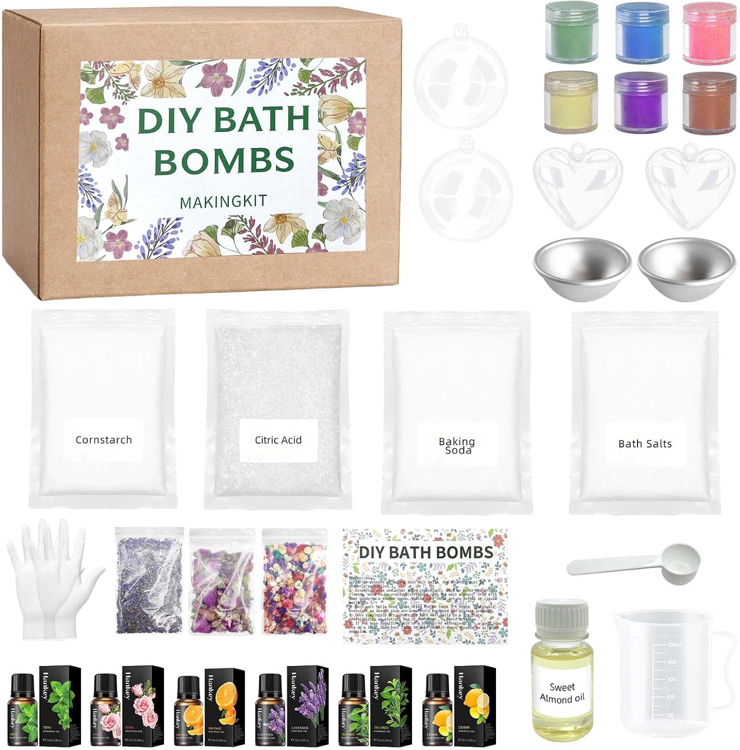DIY Bath Bomb Making Kit, 33 Pcs with Molds, Soap Making Supplies, Gifts for Women & Girls, Floral Scent