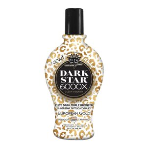 European Gold Dark Star 6000X Ultra Dark Tanning Lotion with Triple Bronze Formula for Deep, Long-Lasting Tan and Skin-Nourishing Ingredients - 12oz