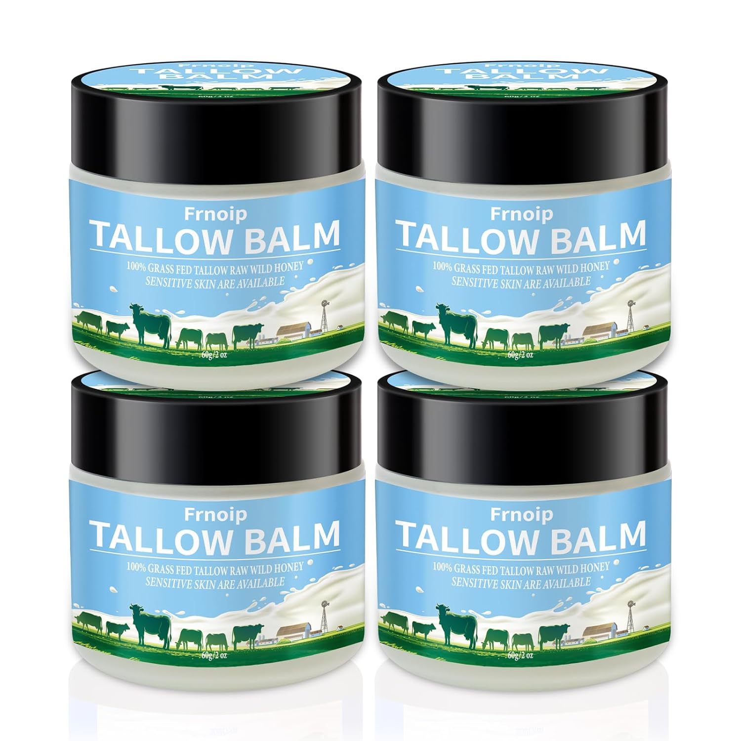 4-Pack Organic Grass-Fed Beef Tallow & Honey Balm for Face & Body | Sensitive Skin Face Moisturizer for Kids & Adults | Raw Wild Honey, Non-Greasy Eczema-Safe Formula (8oz) - Deep Hydration - Image 7