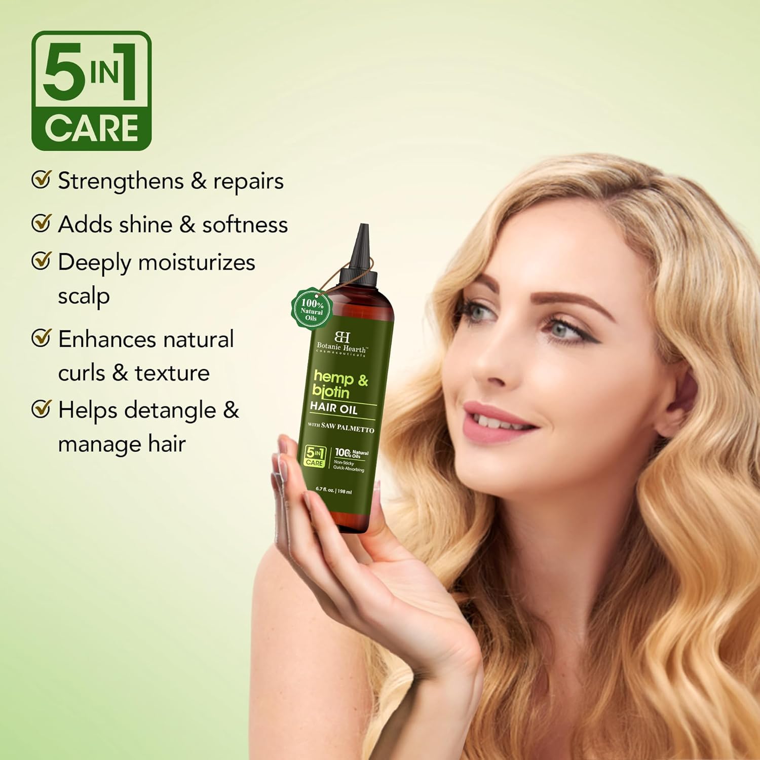 Botanic Hearth Hemp & Biotin Hair Oil (6.7 fl oz) | Nourishing and Strengthening Hair Treatment for Thicker, Healthier-Looking Hair | Paraben Free | Suitable for All Hair Types - Image 4