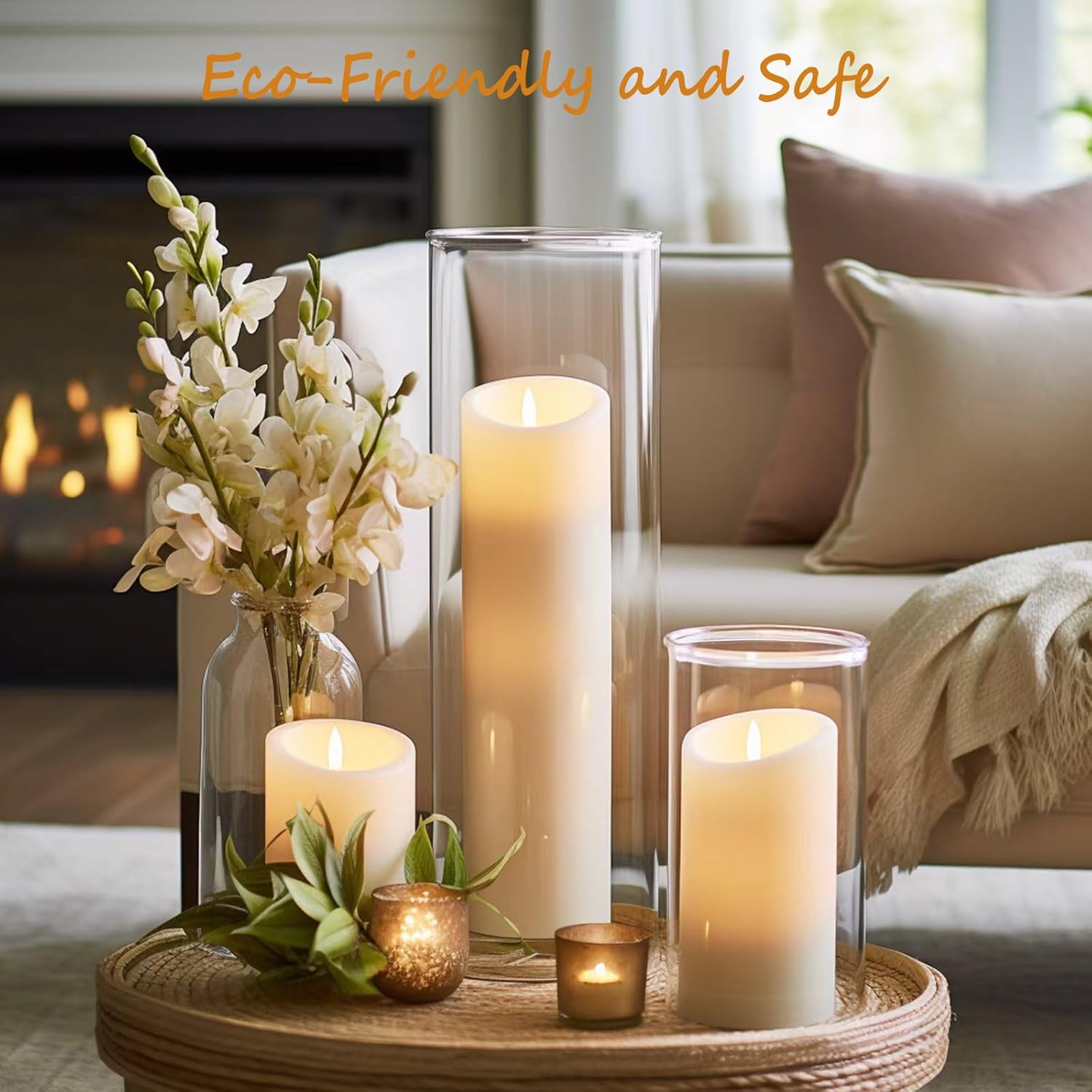 Set of 6 Unscented White Pillar Candles – Smokeless, Long-Lasting for Decor, Sizes 3" 6" 8" - Image 3