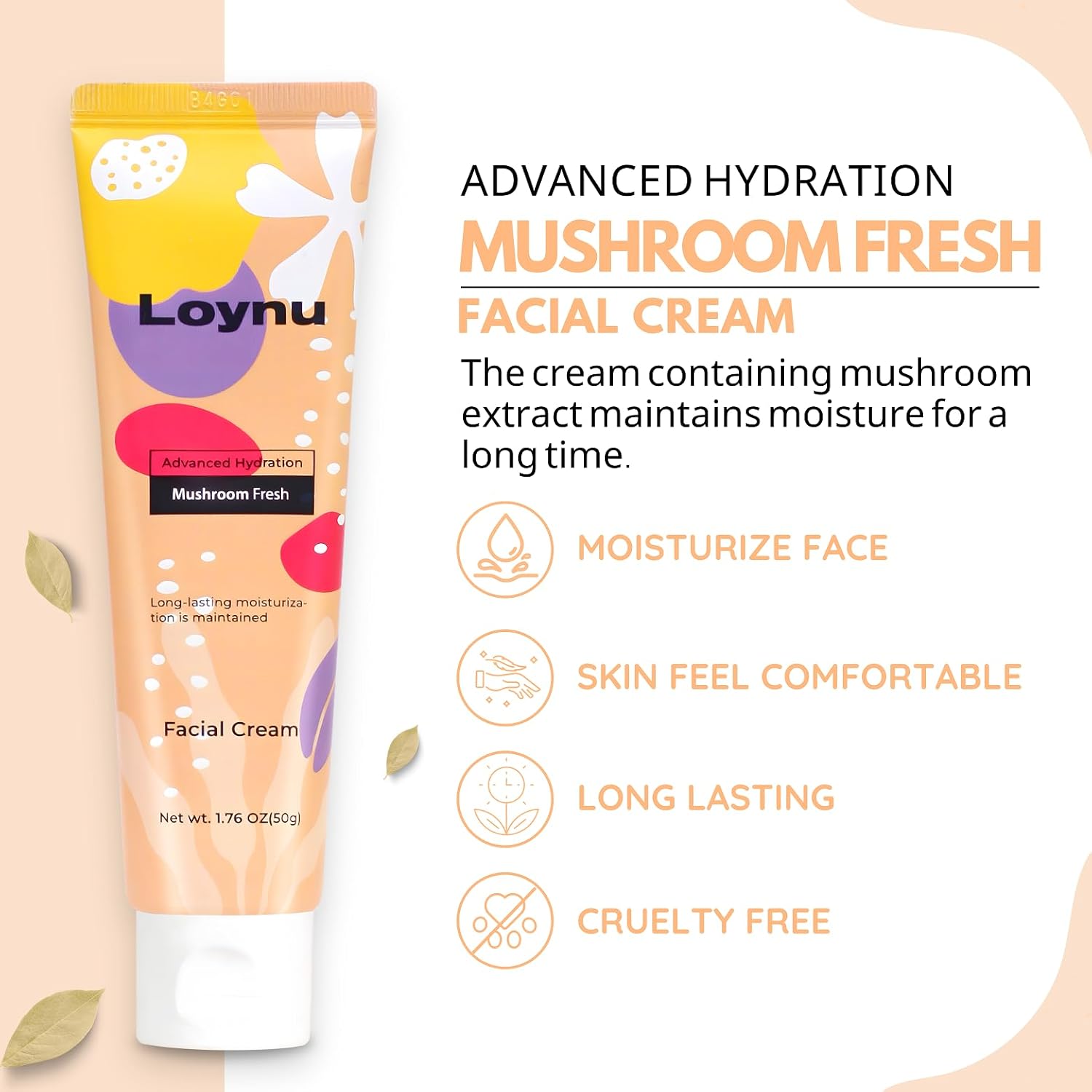 Face Moisturizer for Dry Skin, Korean Facial Cream, Moisture for Sensitive Skin, Hydrating Lotion with White Musk/Mushroom Fragrance, Thick Extra Moisturizing (Non-Irritating Formula), 1.76 Oz - Image 4