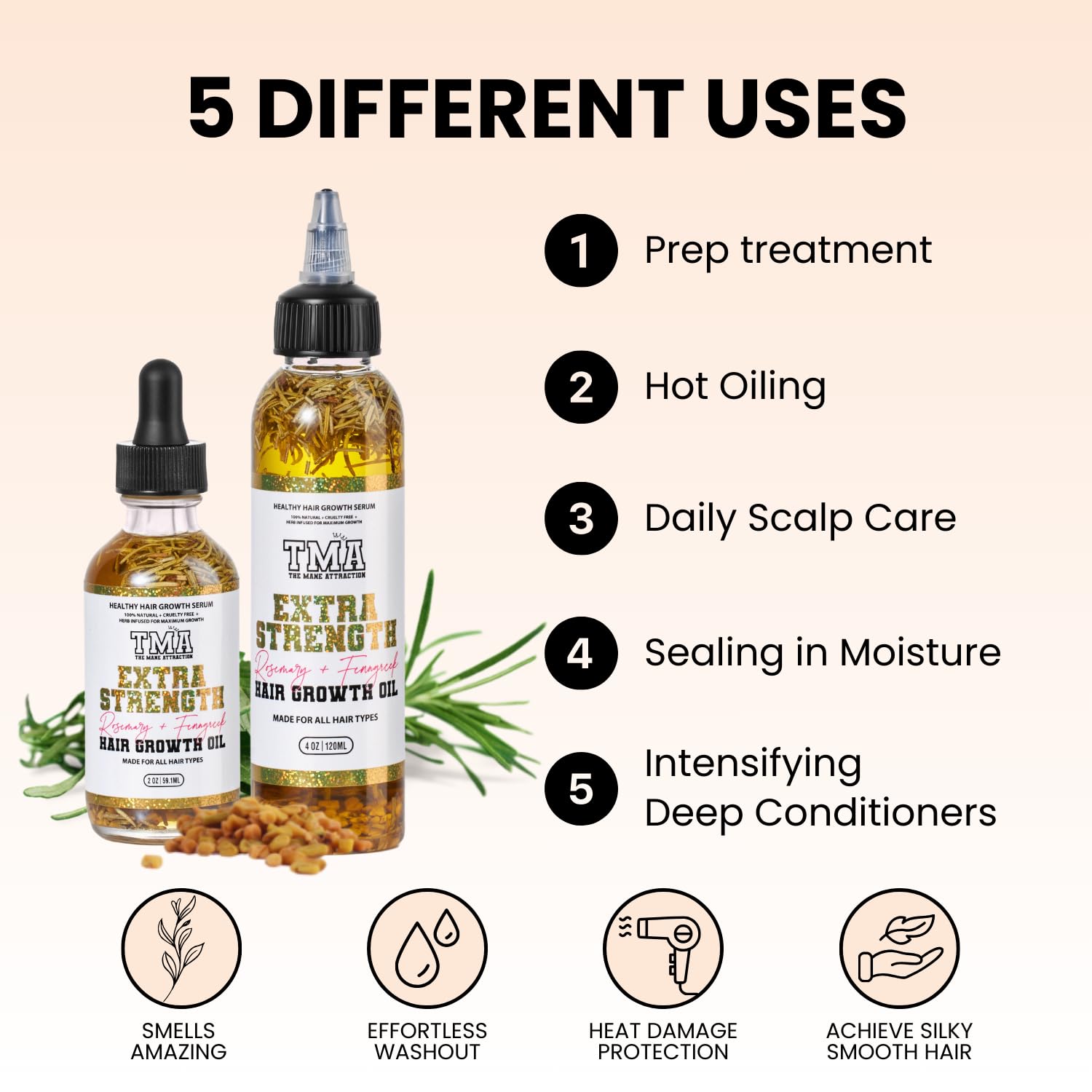 The Mane Attraction Extra Strength Rosemary + Fenugreek Herbal Hair Growth Oil | Infused With Castor Oil for ALL Hair Types - Image 7