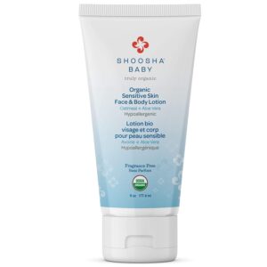 Shoosha Organic Baby Lotion Fragrance-Free, for Sensitive Skin, Organic Face and Body Lotion for Kids, Gluten-Free, Non-Sticky, 100% Biodegradable