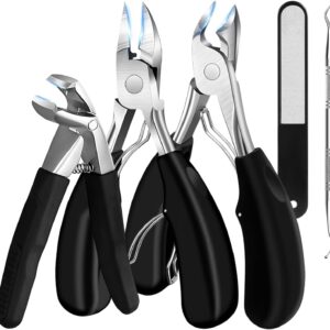 Toenail Clippers for Seniors Thick Nails, Ultra Sharp Sturdy Fingernail Toenail Clipper— Heavy Duty Ingrown Toenail Clippers, Thick Toenails with Wide Jaw, Sharp Nail Cutter with Catcher Long Handle