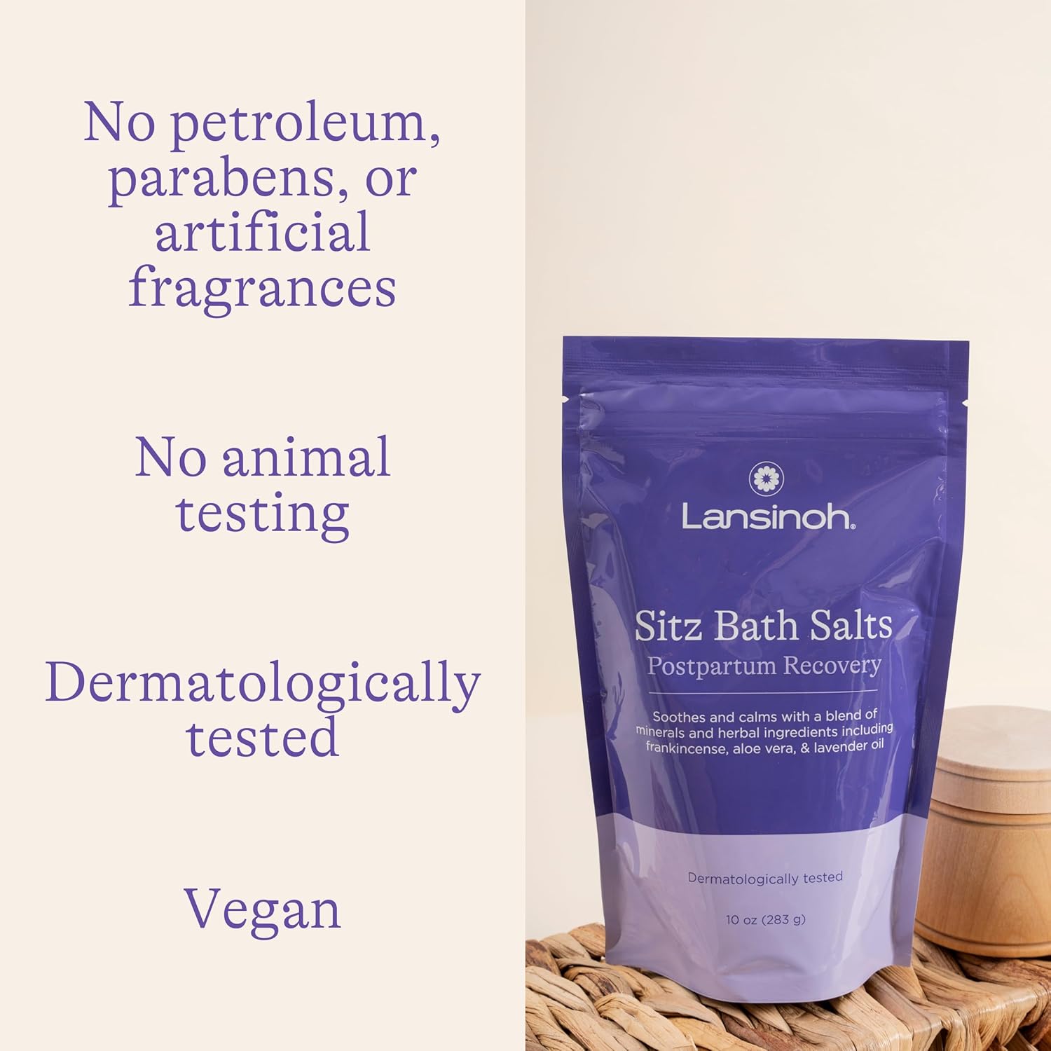 Lansinoh Sitz Bath Salts, Postpartum Essentials, and Hemorrhoid Treatment, Epsom Salt Bath Soak With Lavender Oil, Frankincense and Aloe Vera, 10 Ounce - Image 4
