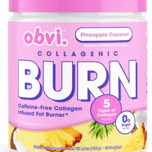 Obvi Collagenic Burn Powder | Multi-Collagen Peptide Blend with GBB, Ashwagandha & Green Coffee | Pineapple Coconut, 25 Servings