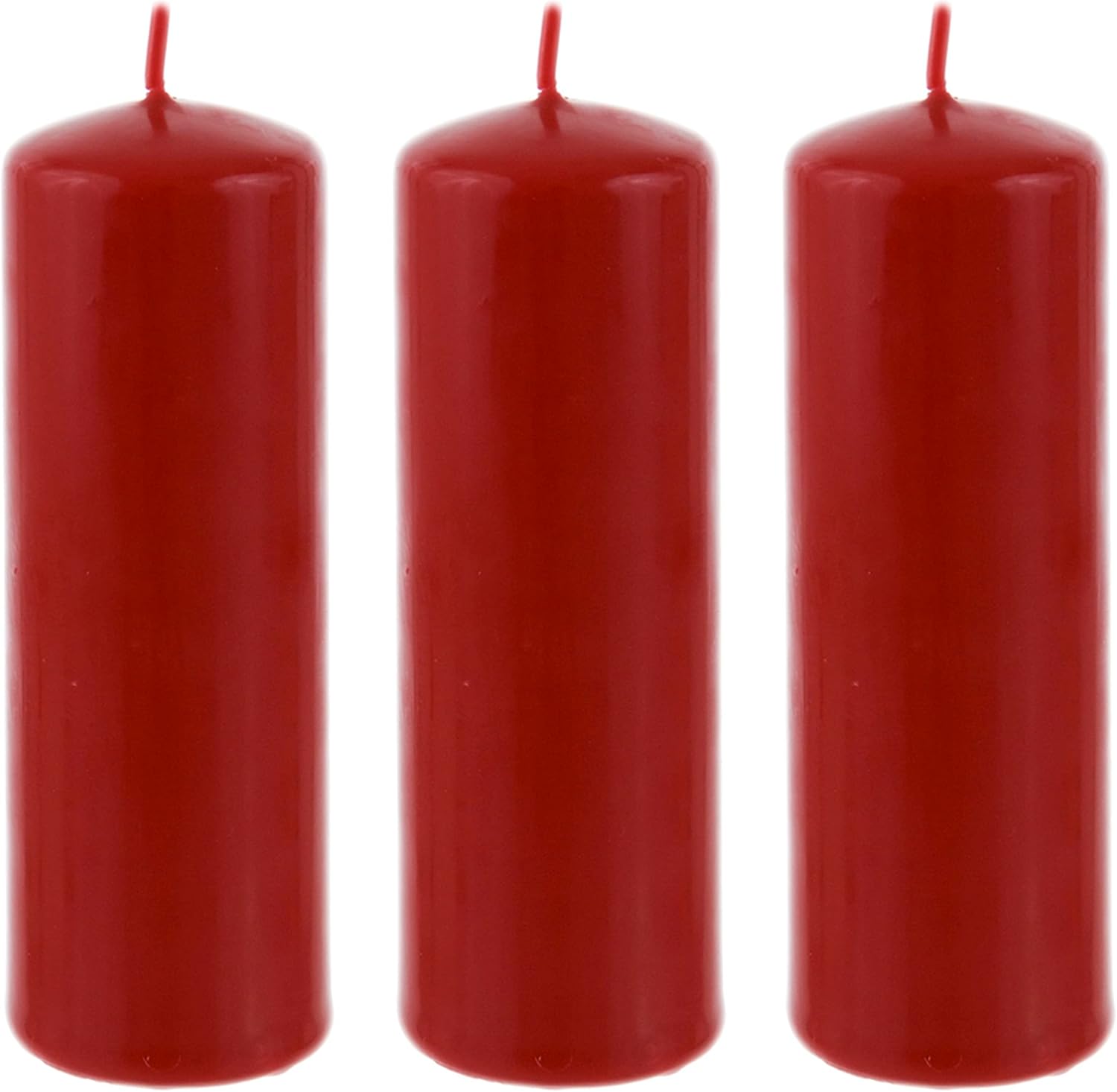 Mega Candles 3 pcs Unscented Dome Top Red Pillar Candles, Pressed Premium Wax Candle 2 Inch x 6 Inch, Home Décor, Weddings, Parties, Celebrations, Occasions, Florists, Events, Prayers, Memorials