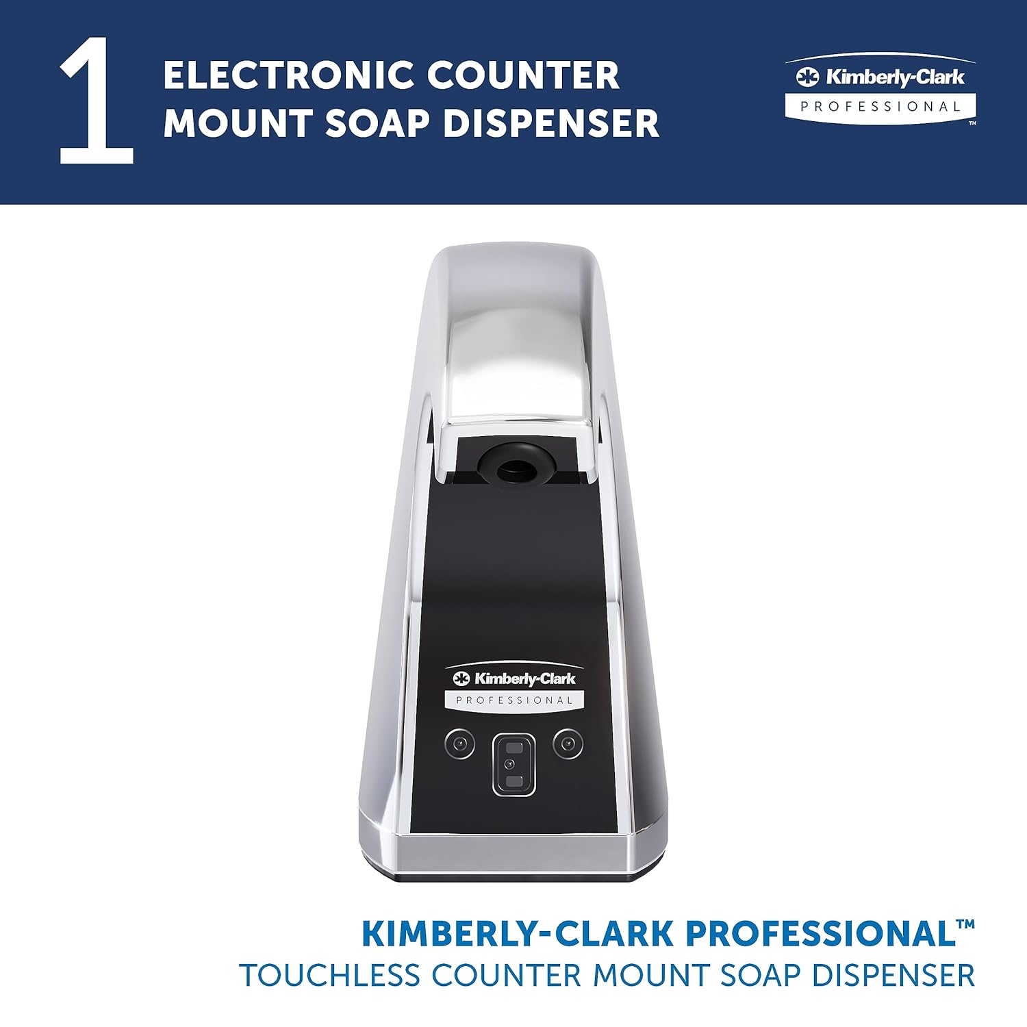 Kimberly-Clark Professional™ Touchless Counter Mount Soap and Hand Sanitizer Dispenser (47604), Chrome, 1.5 L Capacity, 2.12" x 4.25" x 5.56" (Qty 1) - Image 2