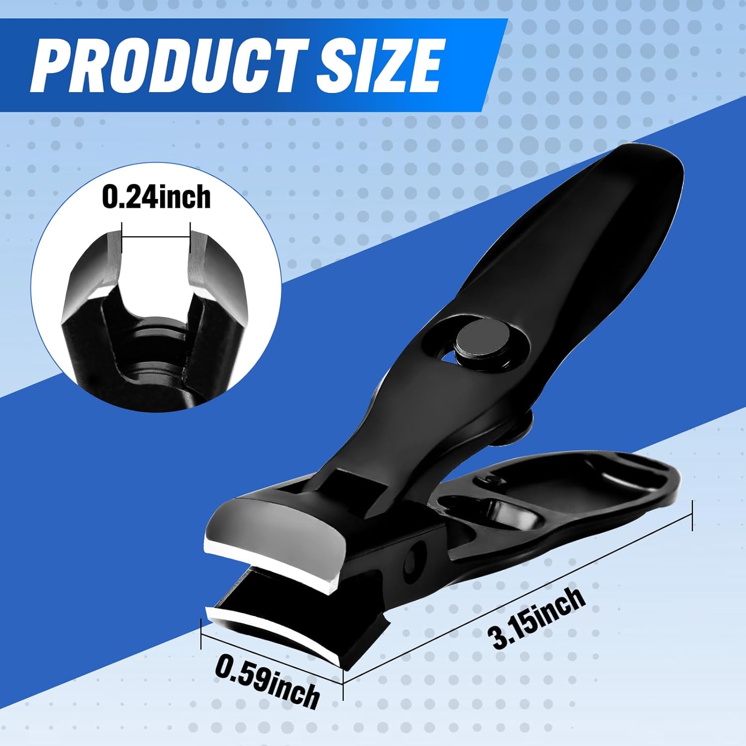 German Nail Clippers, Premium Stainless Steel Wide Jaw Anti Splash Design,Ultra Sharp Heavy Duty Clippers with Ergonomic Lever,Perfect for Men,Women, and Seniors(Black) - Image 4