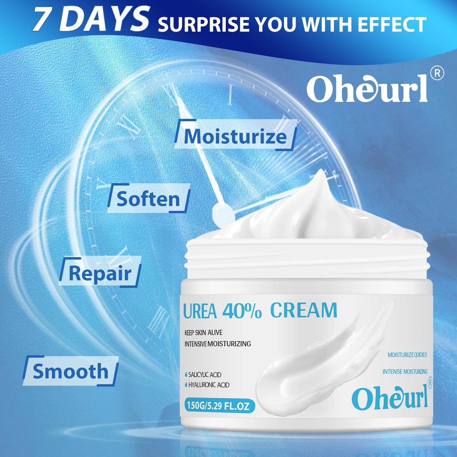 Dry Foot Urea Cream 40% with Salicylic Acid and Hyaluronic Acid 5.29 fl oz - Image 2