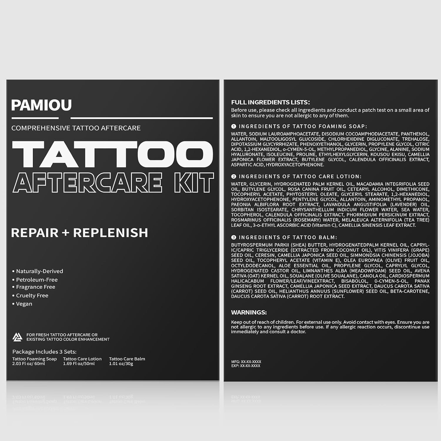 Tattoo Aftercare Kit For New Tattoos, Include Tattoo Balm, Tattoo Lotion, Tattoo Soap, Quick Healing, Soothing, Naturally-Derived, Petroleum-Free, Fragrance Free (3 Piece Set) - Image 7