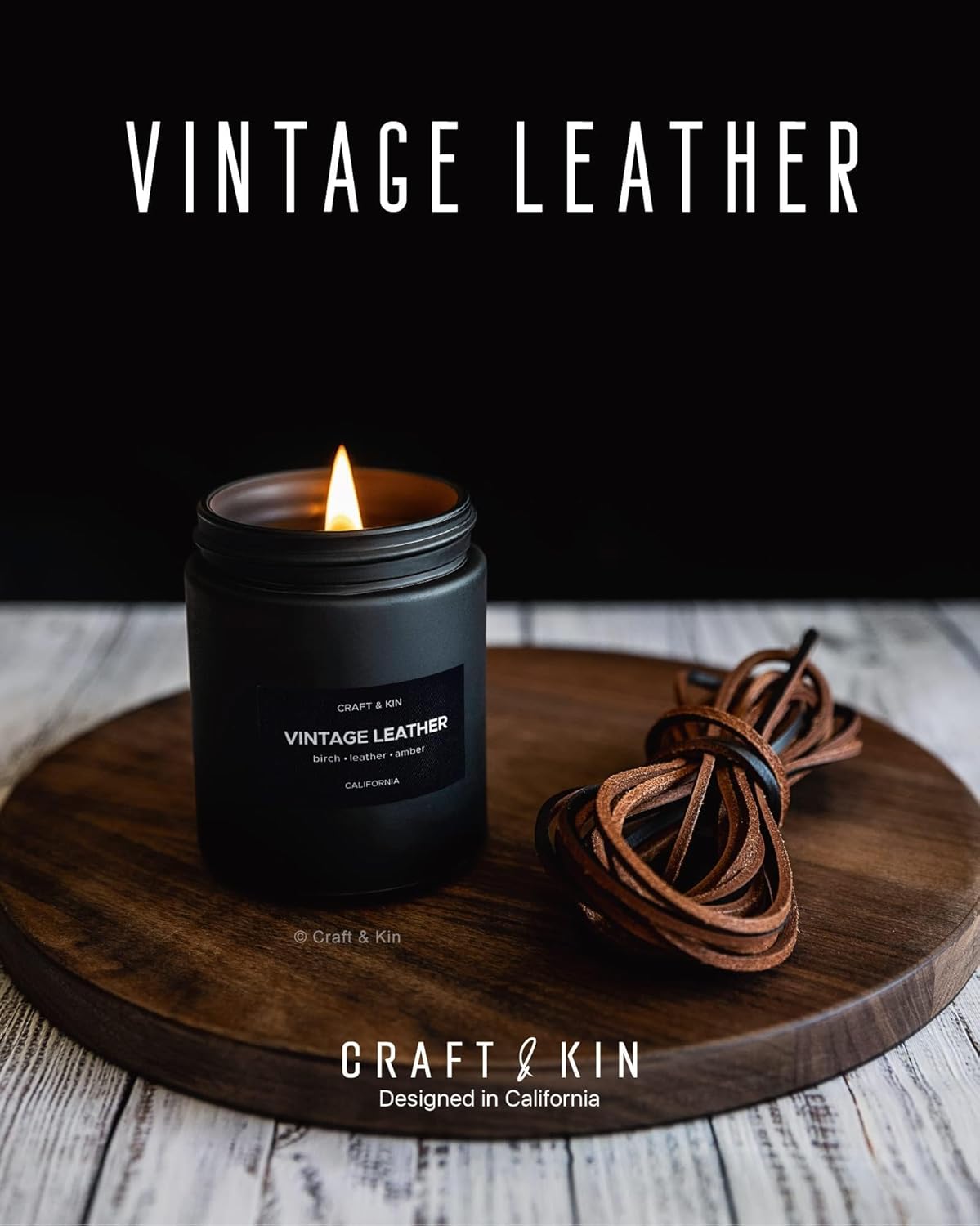 Craft & Kin Vintage Black Scented Soy Candle 7.6oz 45 Hour Burn Time - Image 2